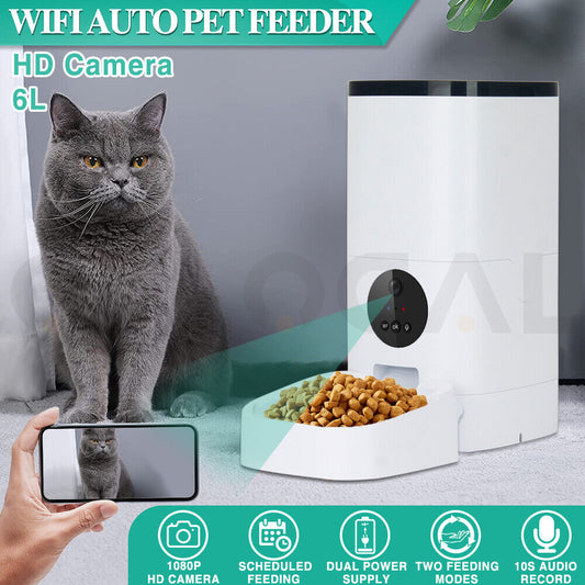 Auto Pet Feeder Automatic Video Camera Cat Dog Smart Hd Wifi App Food Dispenser