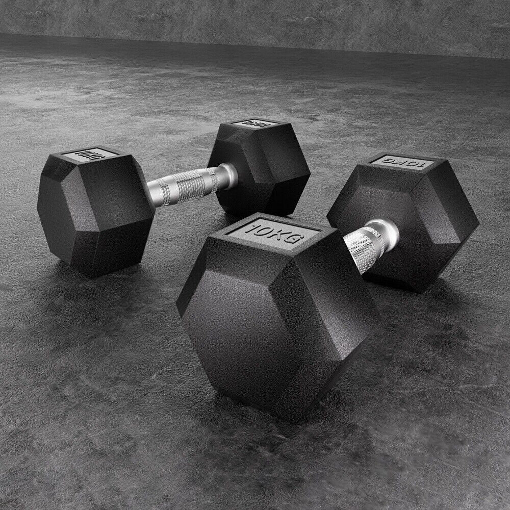 Everfit 20Kg Hex Dumbbells Set Dumbbell Weights Lifting Bench Gym Workout 2X10Kg