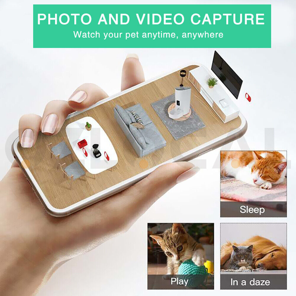 Auto Pet Feeder Automatic Video Camera Cat Dog Smart Hd Wifi App Food Dispenser