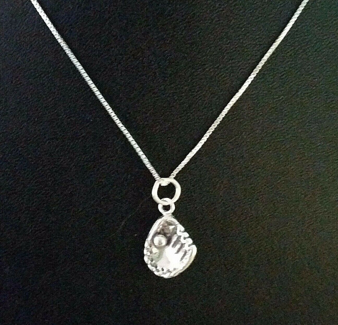 Sterling Silver Softball Glove Necklace Solid 925 Baseball Player Gift Mitt