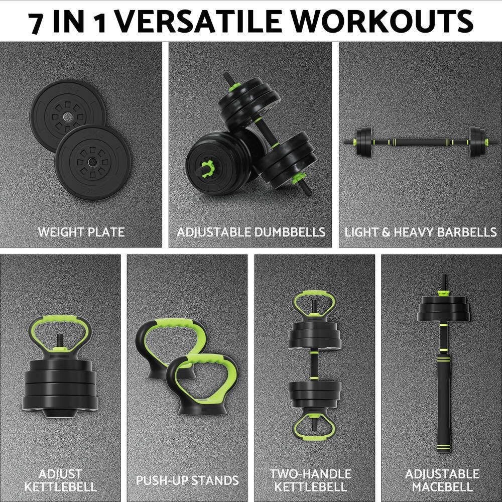 Everfit 25Kg Adjustable Dumbbells Set Kettle Bell Weight Plates Barbells Gym